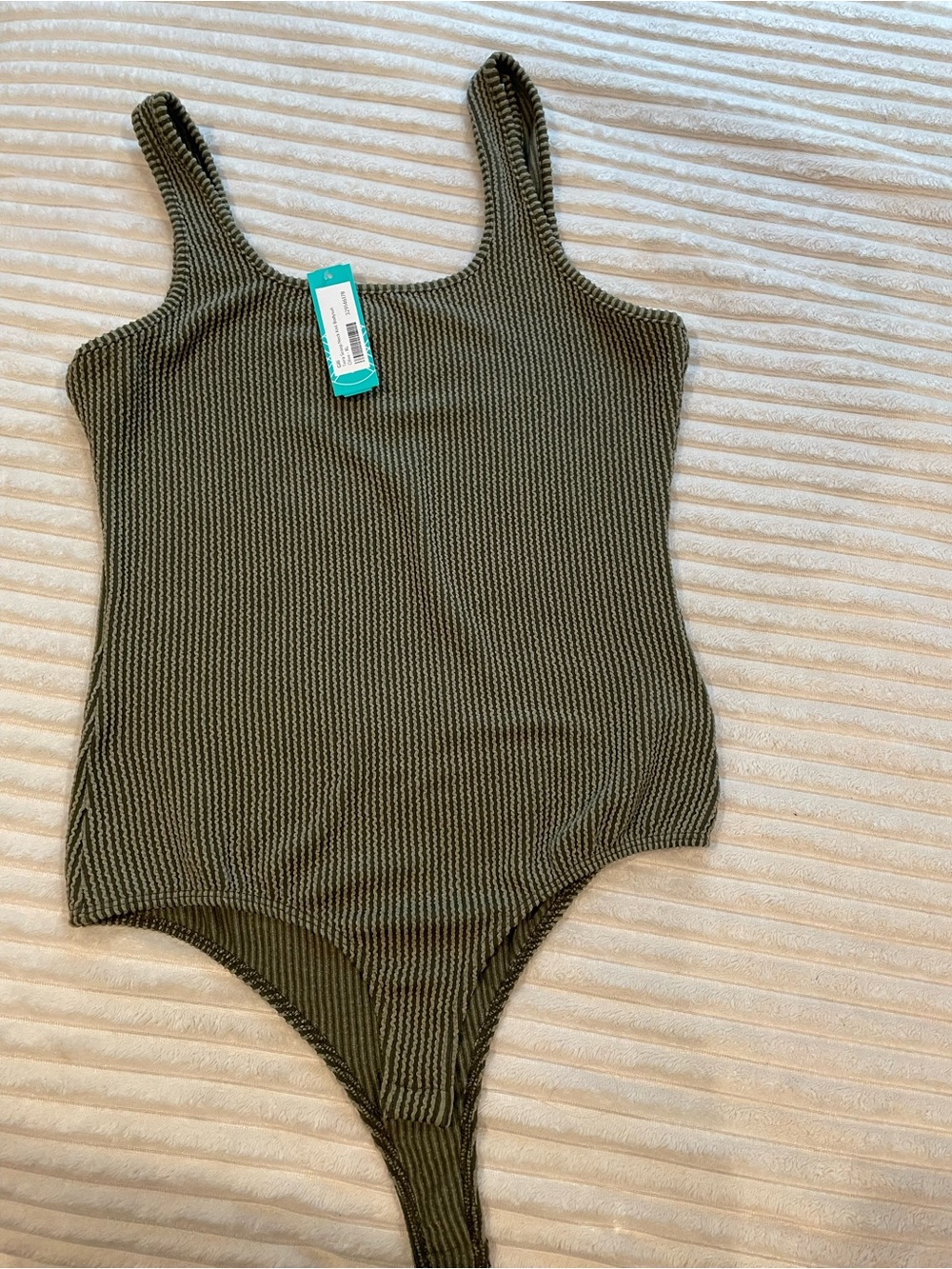 Gilli Olive Ribbed Tank Bodysuit